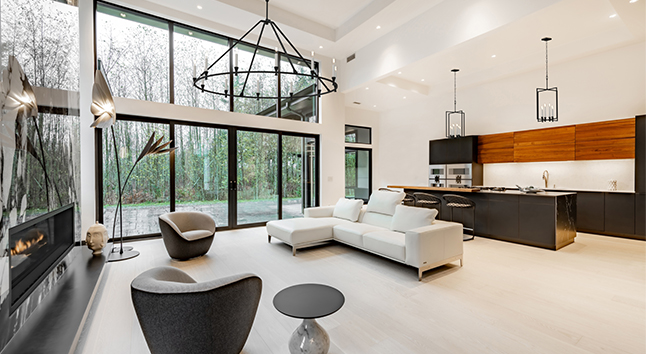Chandelier with table with Windows