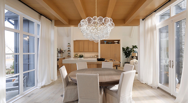 Chandelier with table with Windows