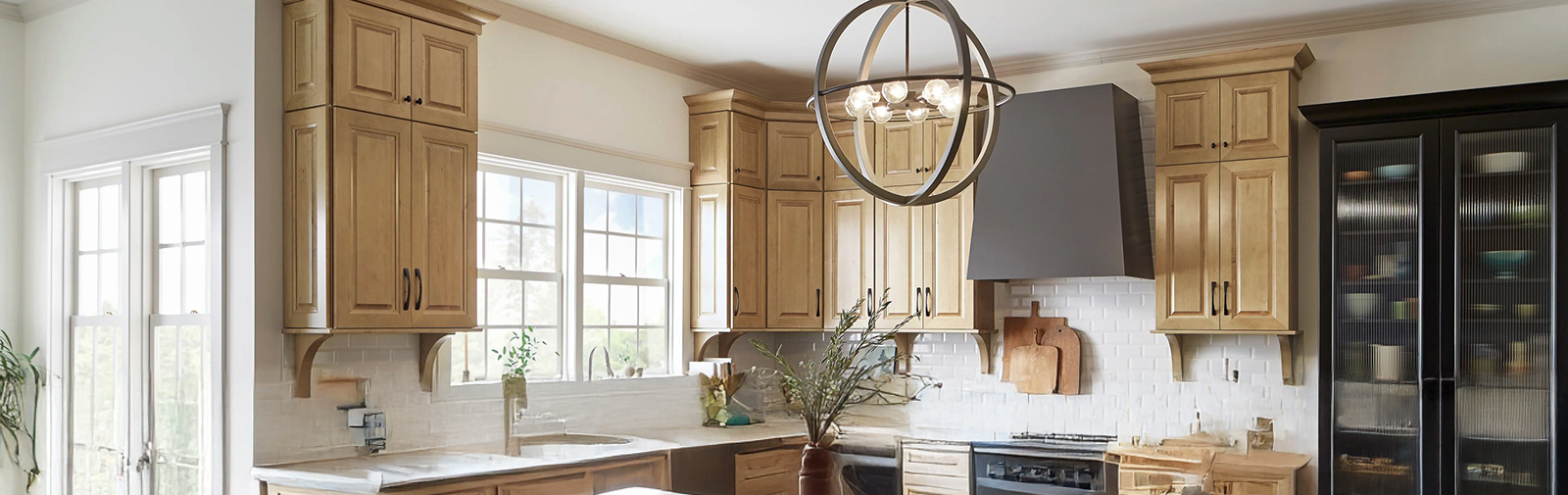 chandelier in kitchen
