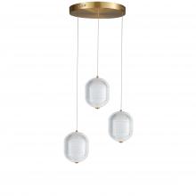 Dainolite PRI-1222LEDP-AGB - 21W Multi Light Pendant in Aged Brass w/ Clear Pattern Acrylic
