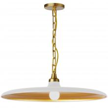 Dainolite QTN-241P-MW-AGB - 1 Light Pendant in Aged Brass w/ Matte White & Gold Shade