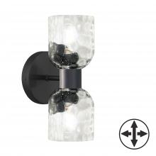 Dainolite VLA-102W-MB-CLR - 2 Light Matte Black Wall Sconce w/ Clear Water Glass