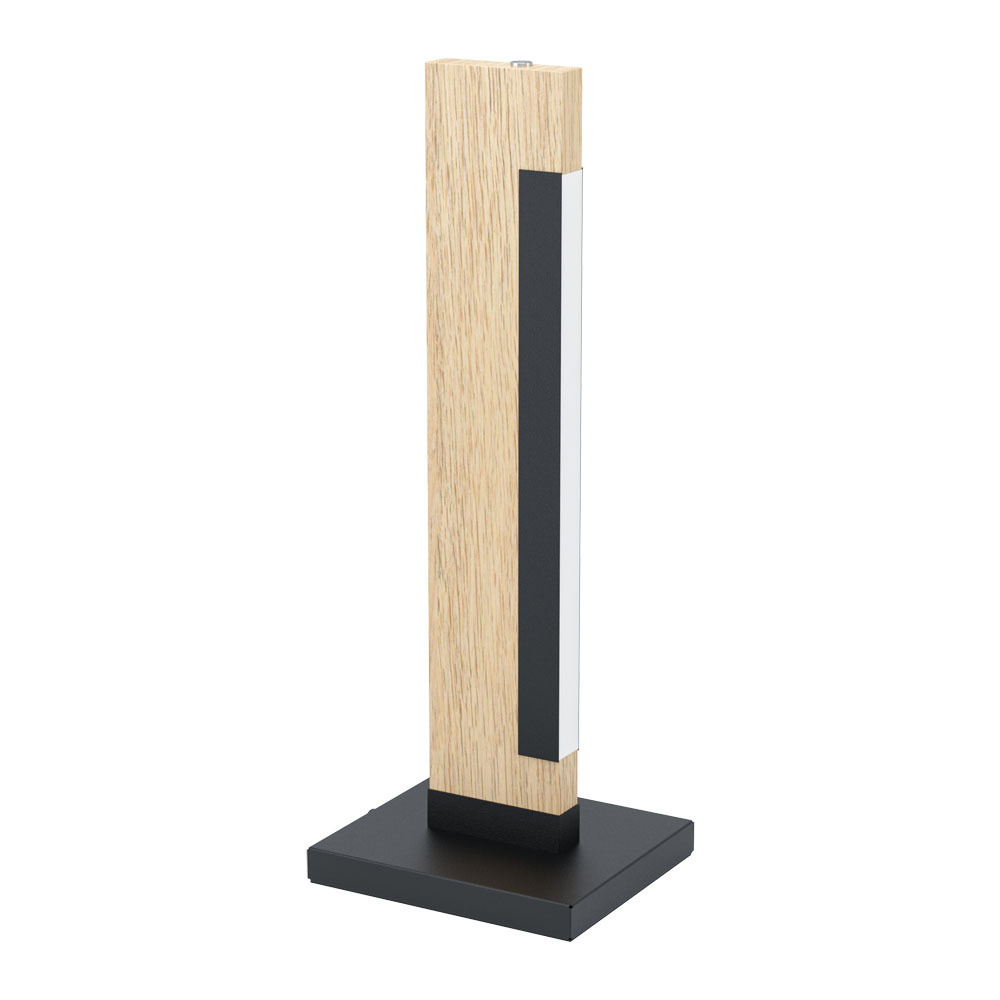 1 LT Integrated LED Table Lamp,  Black & Wood Finish w/ White Plastic Cover